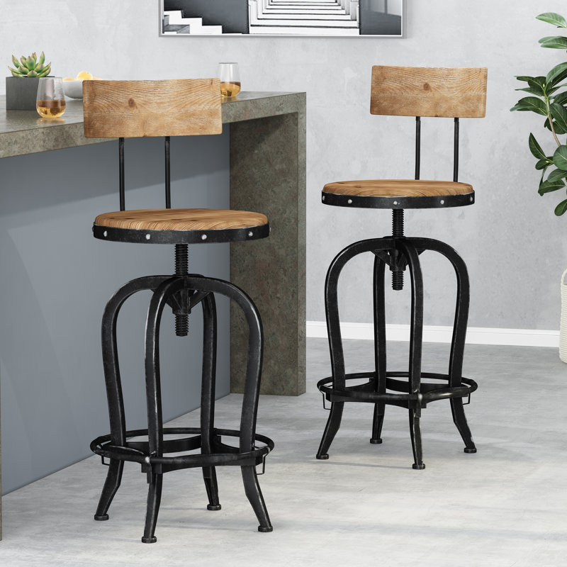 Williston Swivel Solid Wood Adjustable Height Bar Stool & Reviews